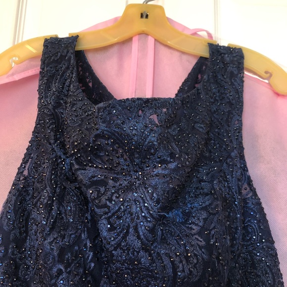 Beaded Navy Blue long Gown - Picture 3 of 6